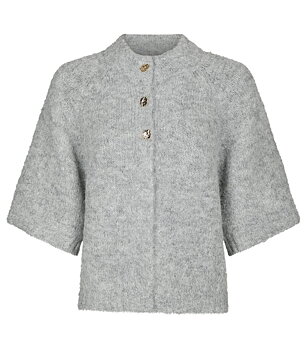 Neo Noir Benuta Fluffy Knit Cardigan, Grey Melange