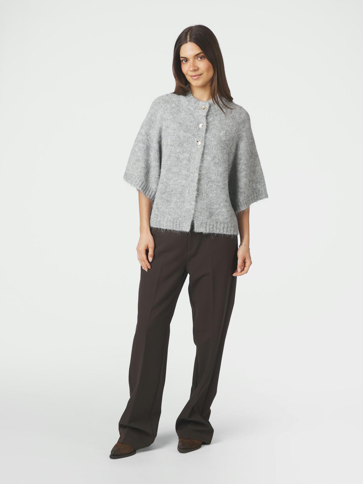 Neo Noir Benuta Fluffy Knit Cardigan, Grey Melange - 5