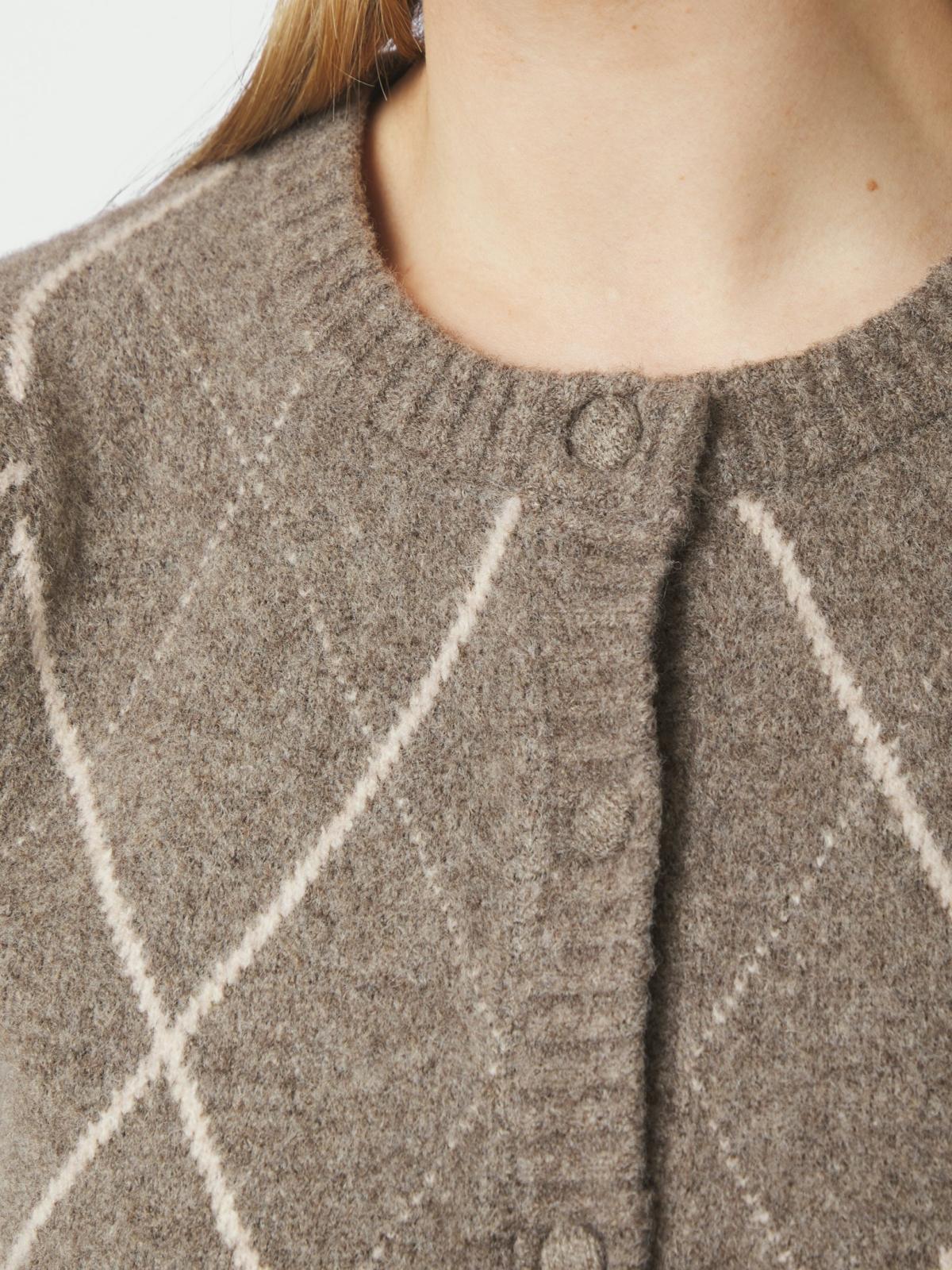 Neo Noir Koteas Check Knit Cardigan,  Taupe - 6