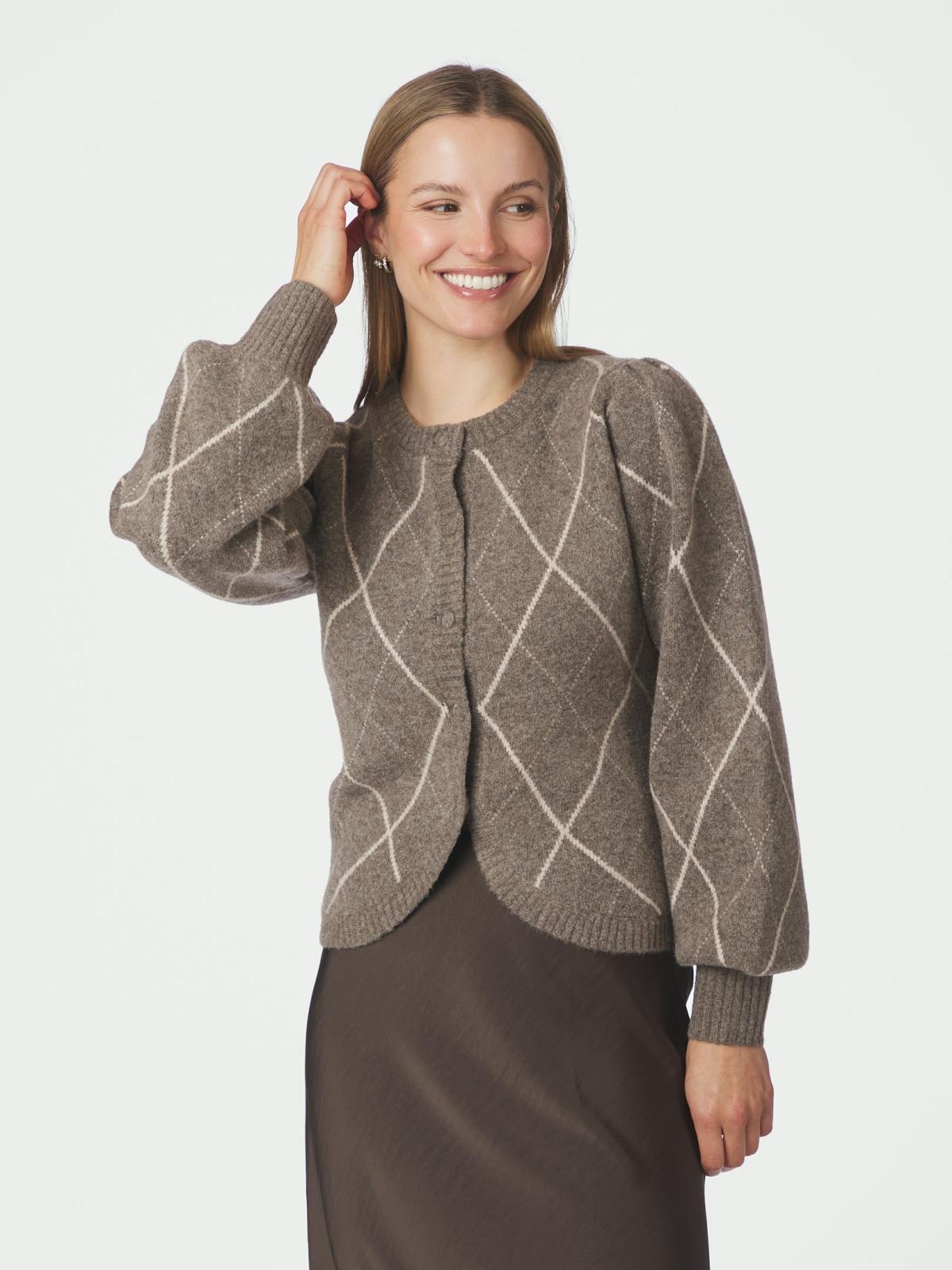 Neo Noir Koteas Check Knit Cardigan,  Taupe - 3