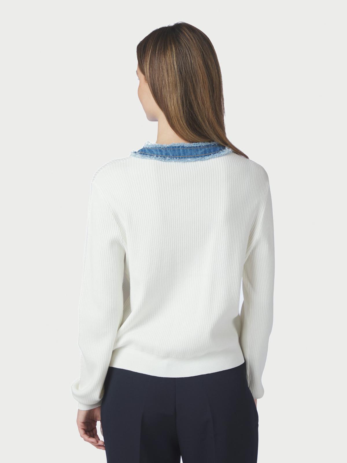 Neo Noir Zelma Knit Denim Cardigan,  Off White/Denim - 4