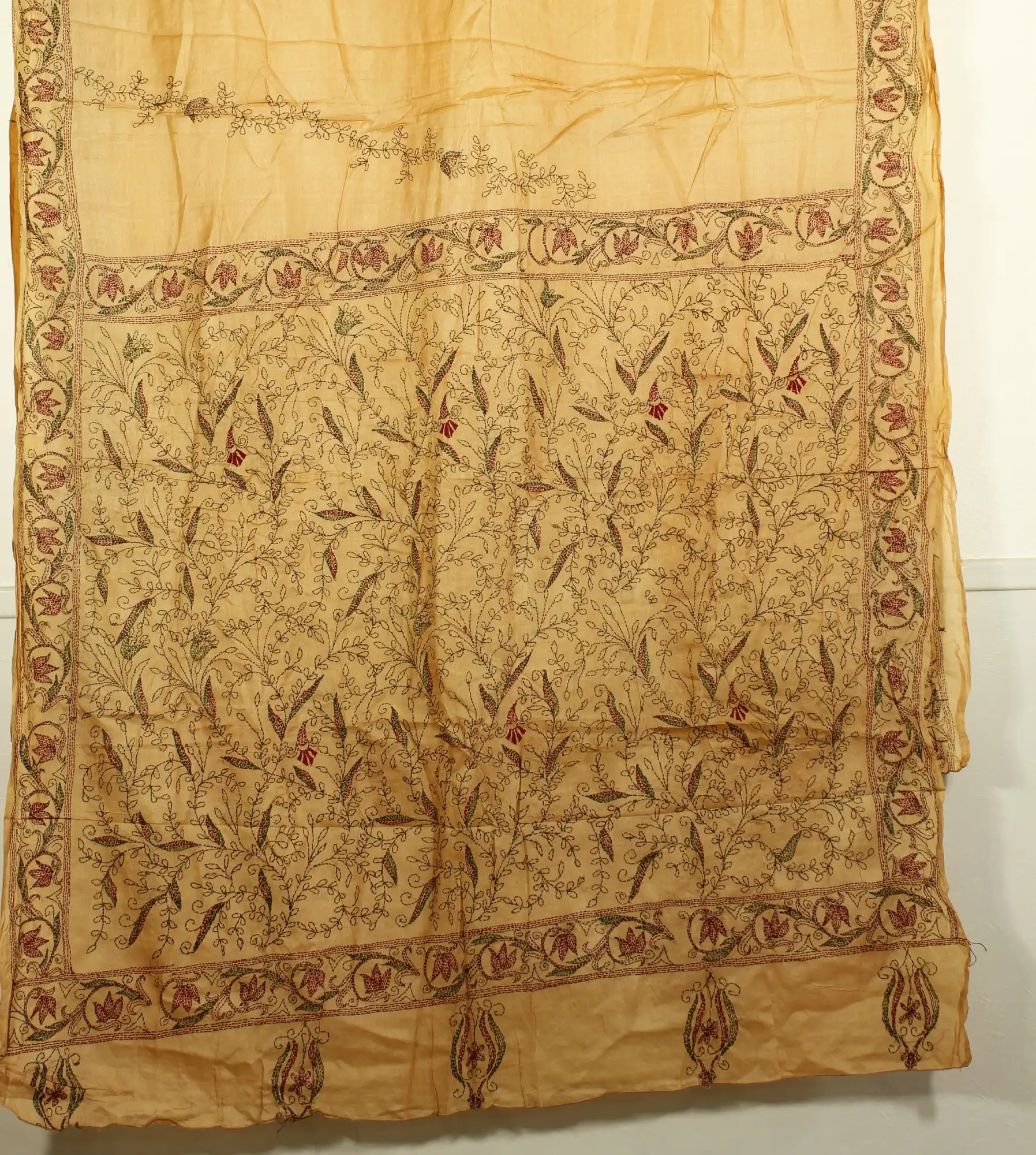 Handbroderad Sari ljust tegelorange - 6
