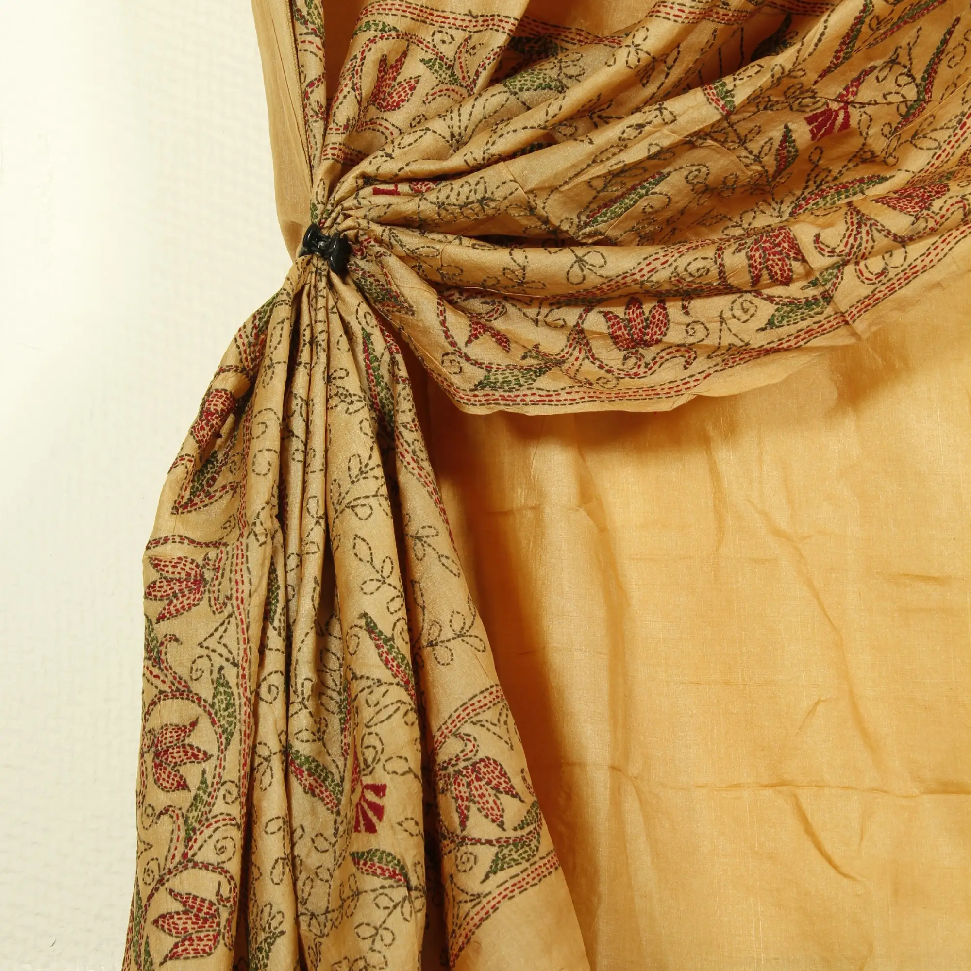Handbroderad Sari ljust tegelorange - 2