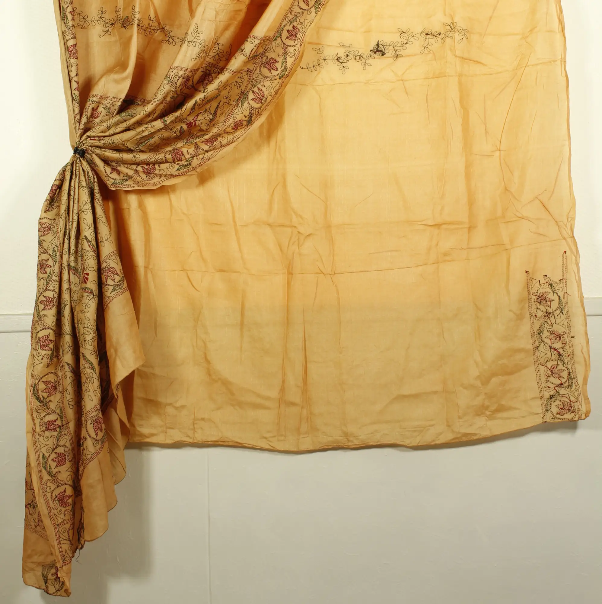 Handbroderad Sari ljust tegelorange - 4