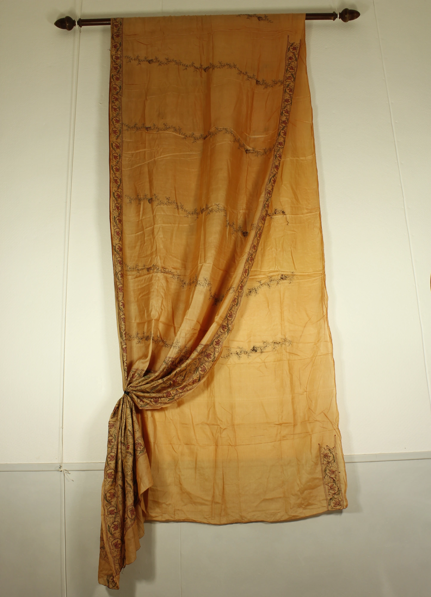 Handbroderad Sari ljust tegelorange - 3