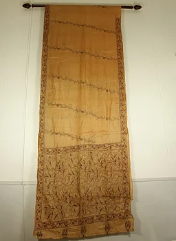Handbroderad Sari ljust tegelorange