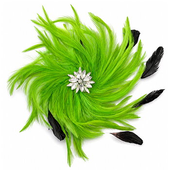 FLOWER - fjädrar & strass /neongrön