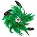 FLOWER - fjädrar & strass /grön