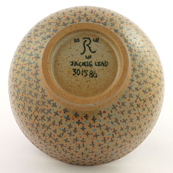 ジャッキー・リンド  一点もの  手描きの模様のボウル  12/7cm  1970年代