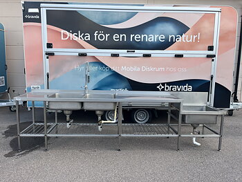 Rostfri bänk med dubbla vaskar