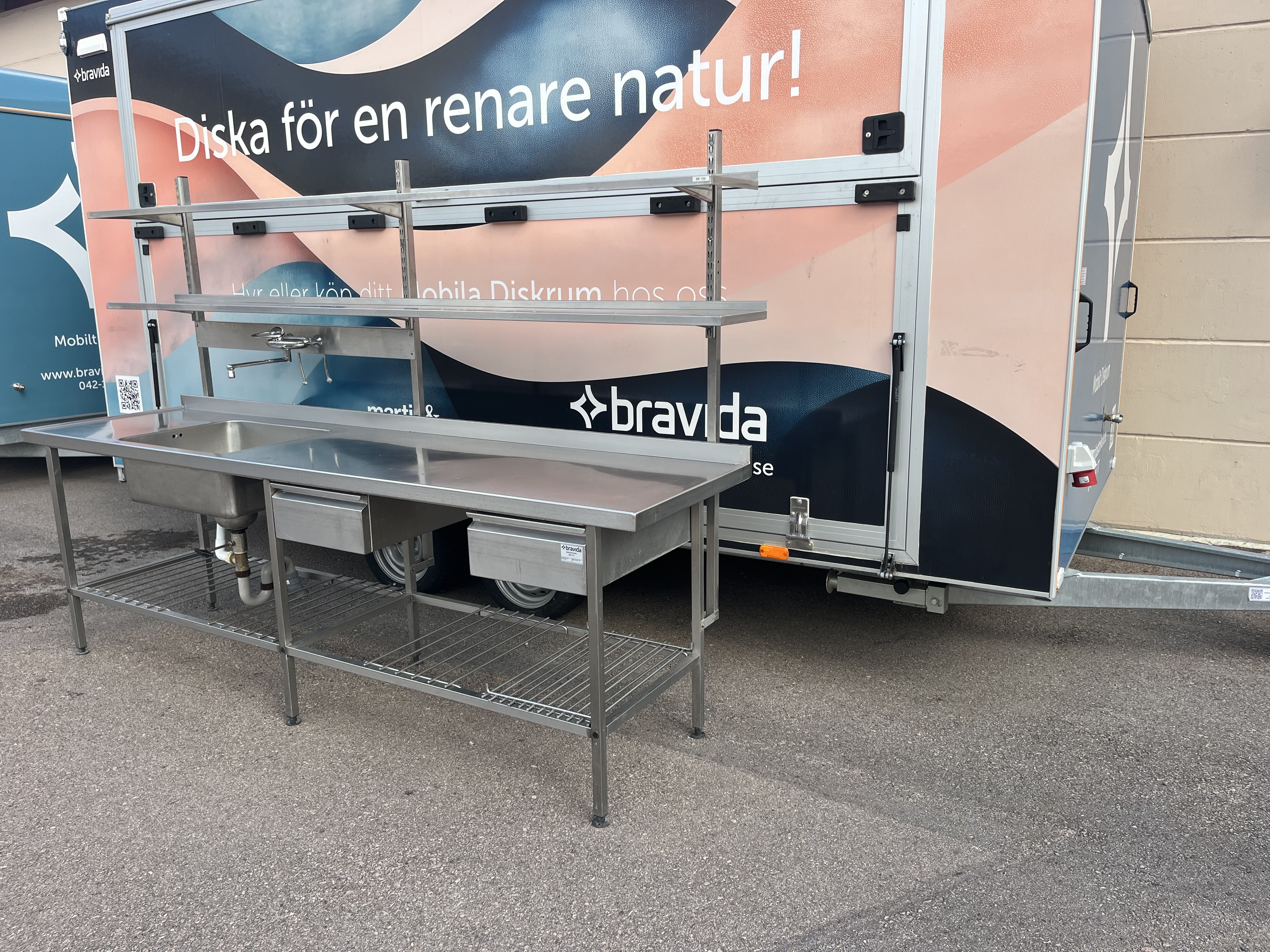 Rostfri bänk med vask - 3
