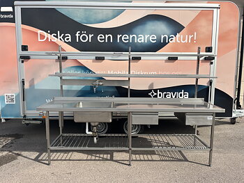 Rostfri bänk med vask