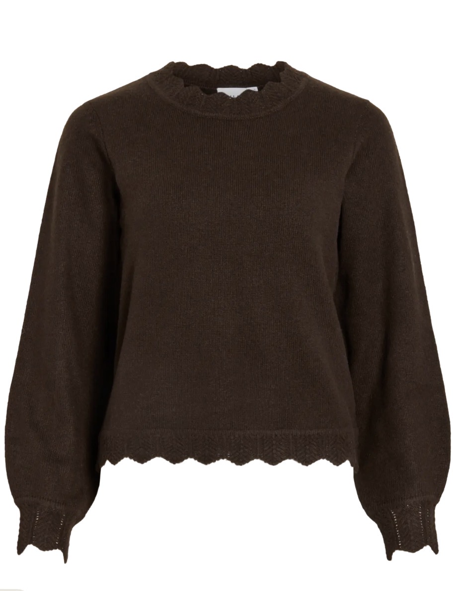 Vila Nikolina o-neck Knit Pullover Coffee Bean - 2