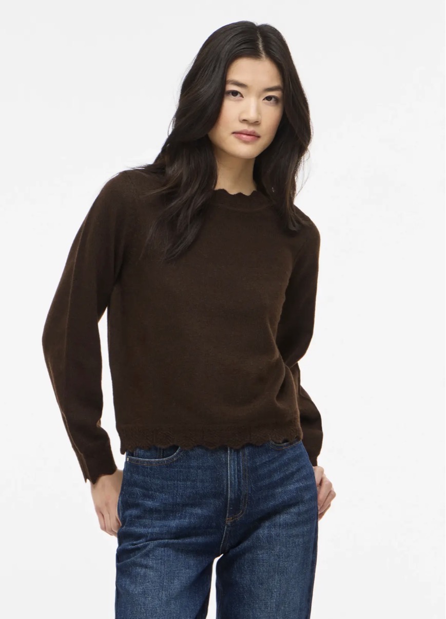 Vila Nikolina o-neck Knit Pullover Coffee Bean