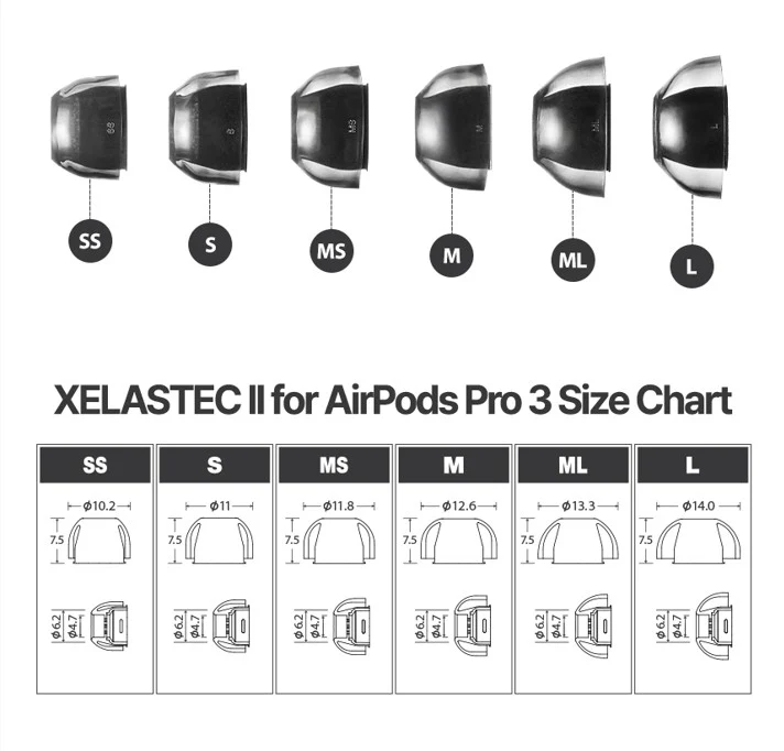 AZLA XELASTEC 2 for Airpods Pro 3  Single Size 2 par  - 5