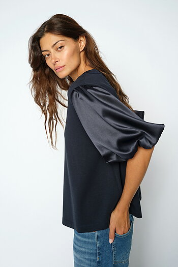 MMDuba O-SS Satin Sweatshirt Salute Navy