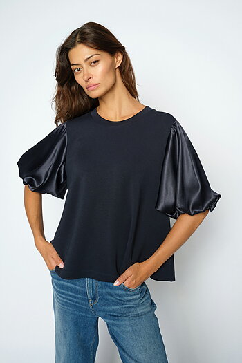 MMDuba O-SS Satin Sweatshirt Salute Navy