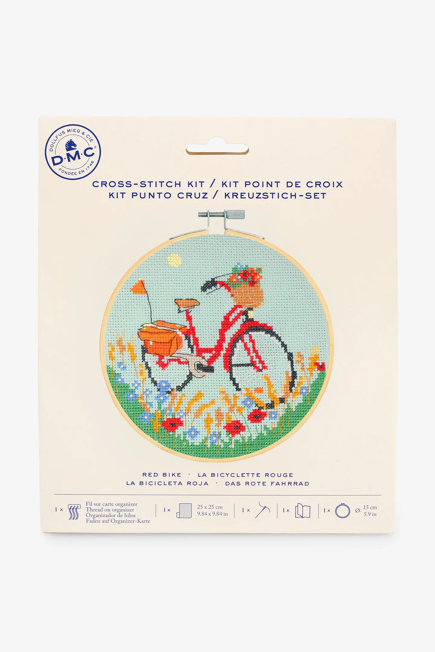 DMC Korsstygnskit Red Bike 13,5 x 14,5 cm - Aida 5,5/14 ct - 2