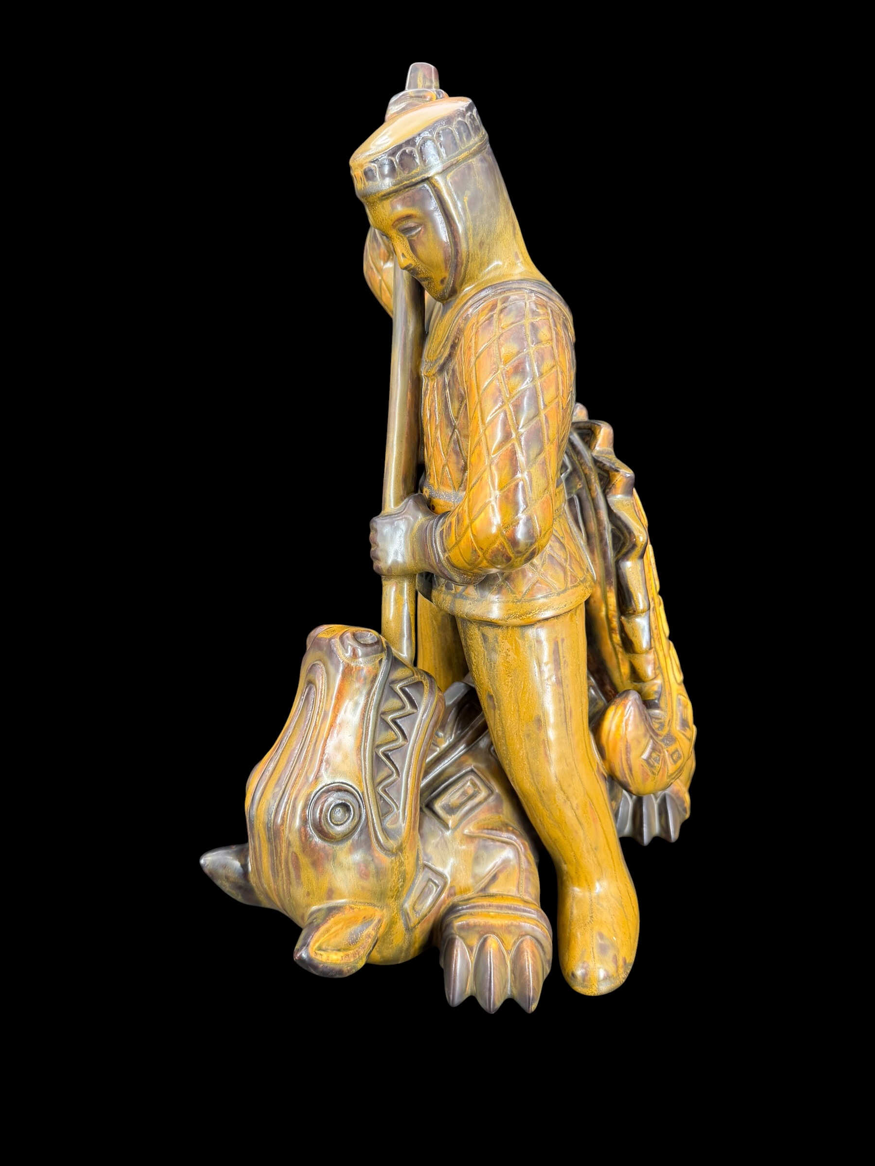 Rörstrand Gunnar Nylund  “Saint George and the Dragon,” signed “Unique” - 2