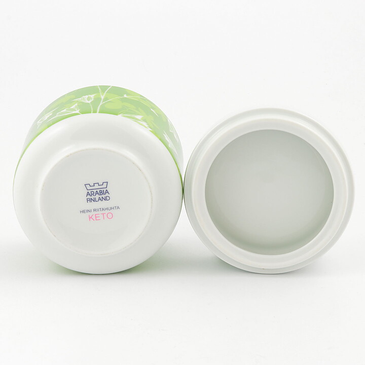 Heini Riitahuhta (Keto 2006) Rounded Jar with Green Flower Decor from Arabia 11 cm