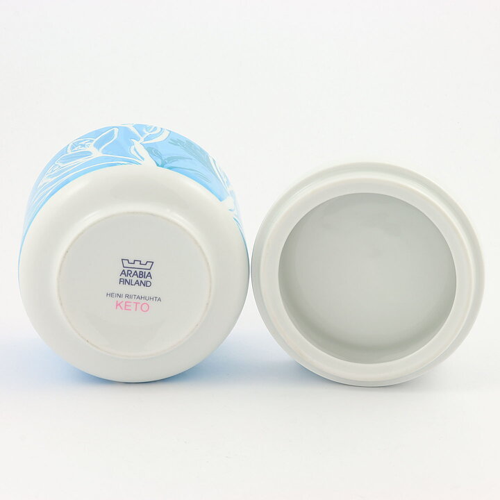 Heini Riitahuhta (Keto 2006) Rounded Jar with Blue Flower Decor from Arabia 11 cm