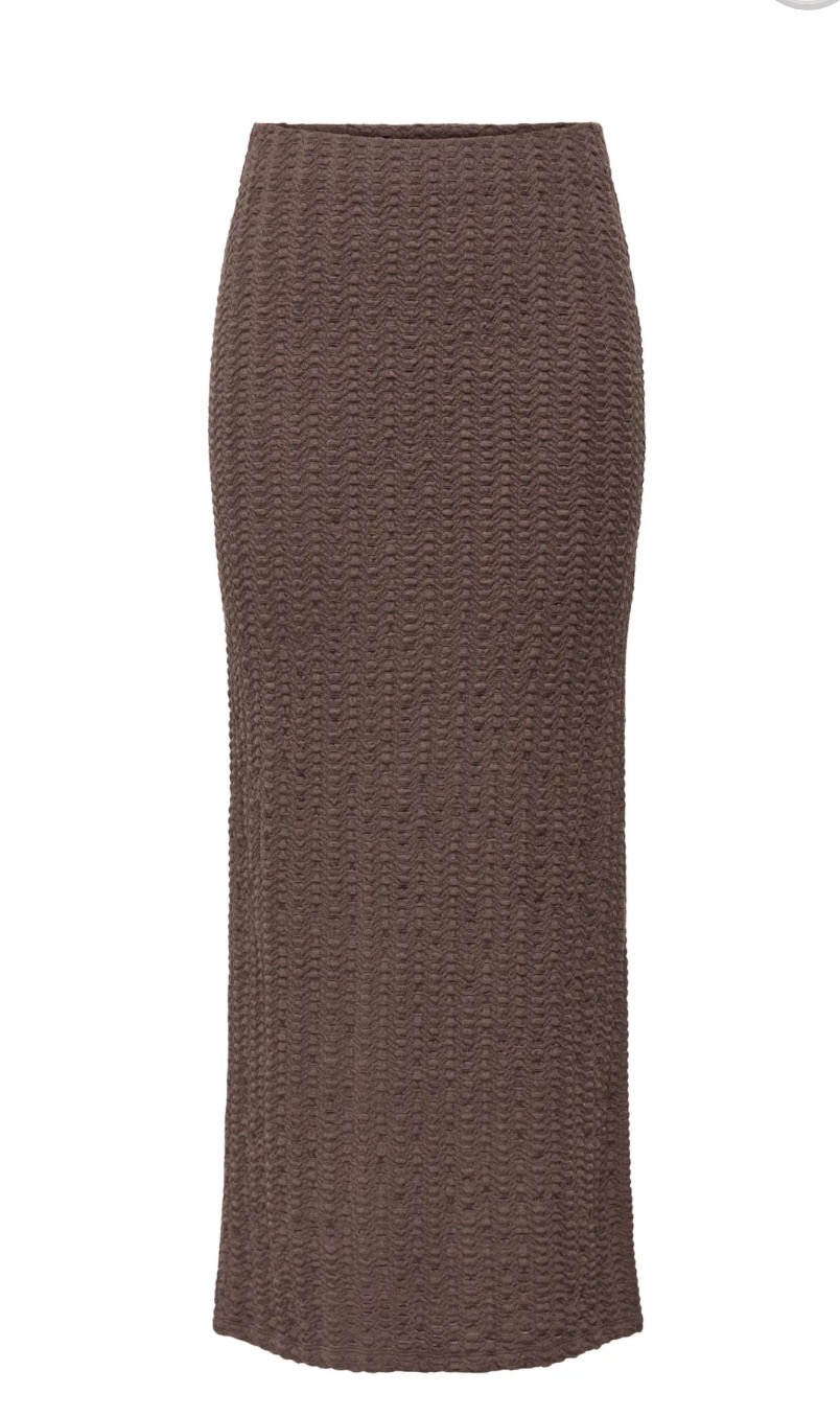 Only Ella Long Slit Skirt Chocolate  Brown