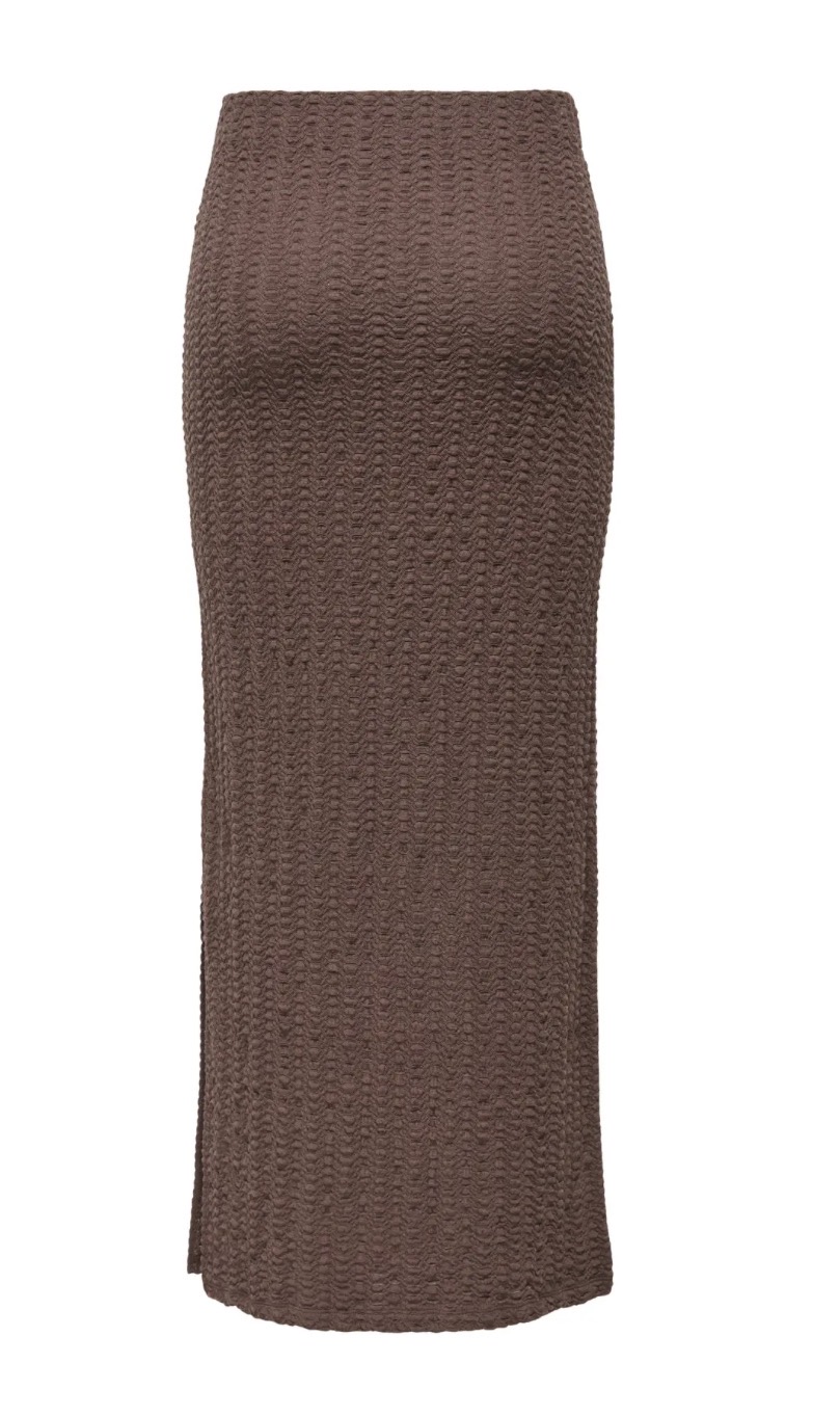 Only Ella Long Slit Skirt Chocolate  Brown - 2