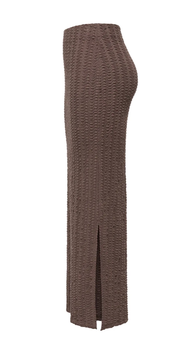 Only Ella Long Slit Skirt Chocolate  Brown - 3
