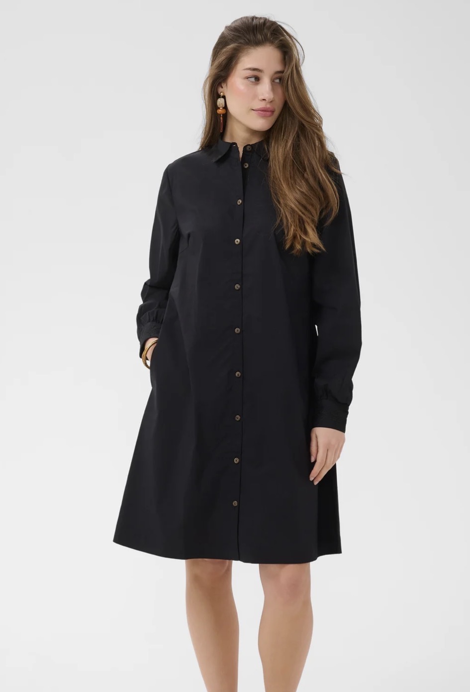 Cream Leli Shirt Dress Black