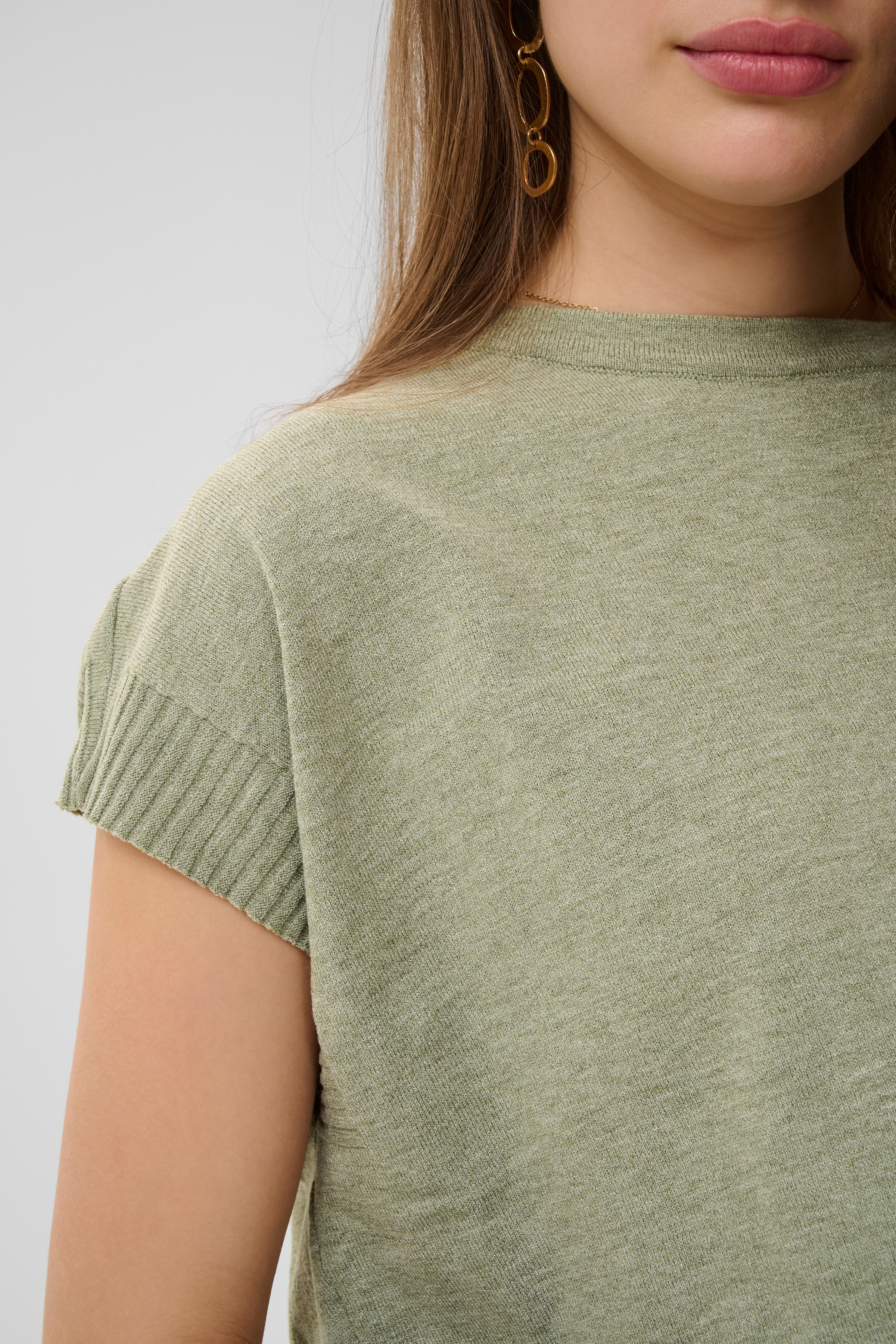 Cream Dela Knit Slipover Mulled Basil Melange - 3