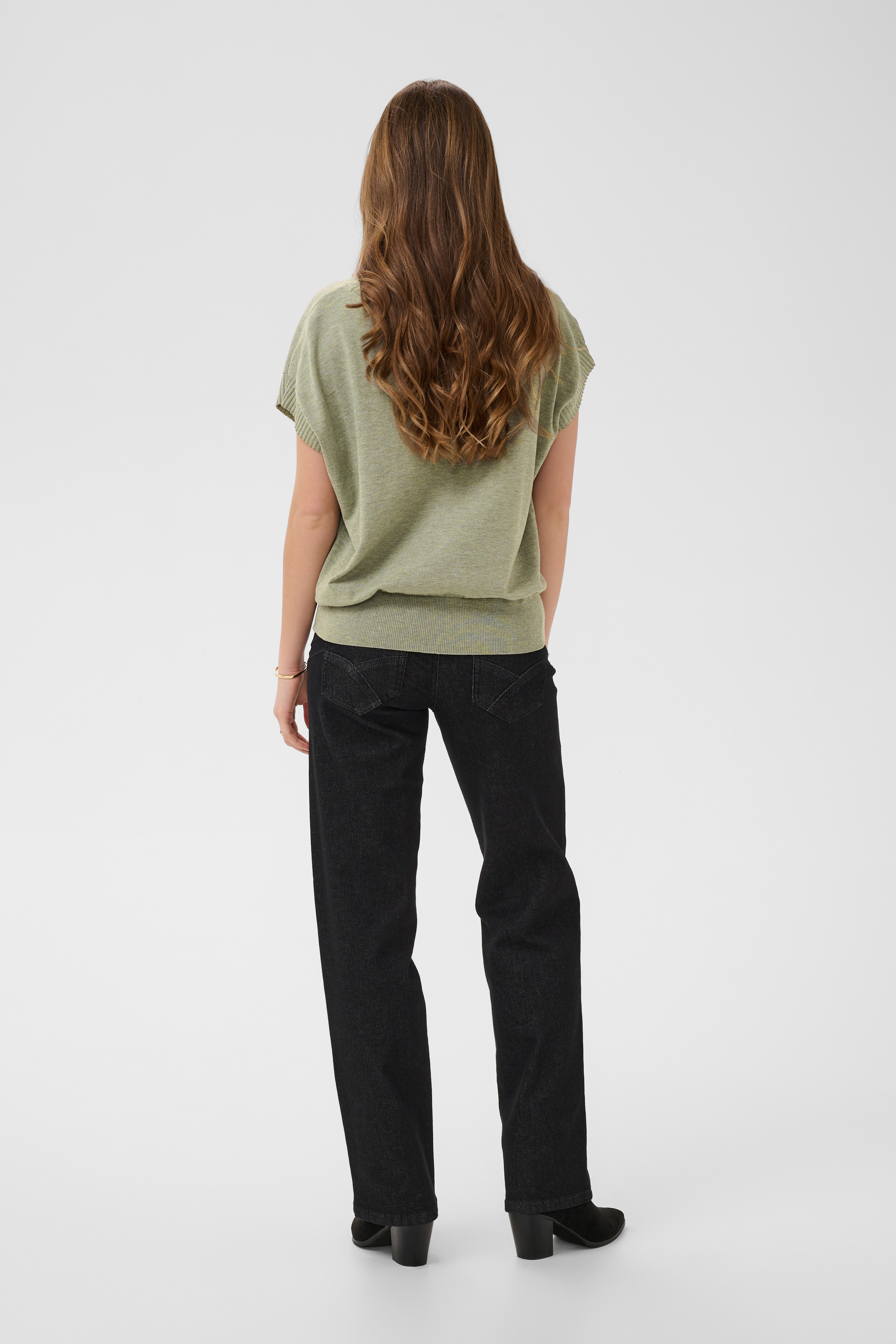 Cream Dela Knit Slipover Mulled Basil Melange - 2