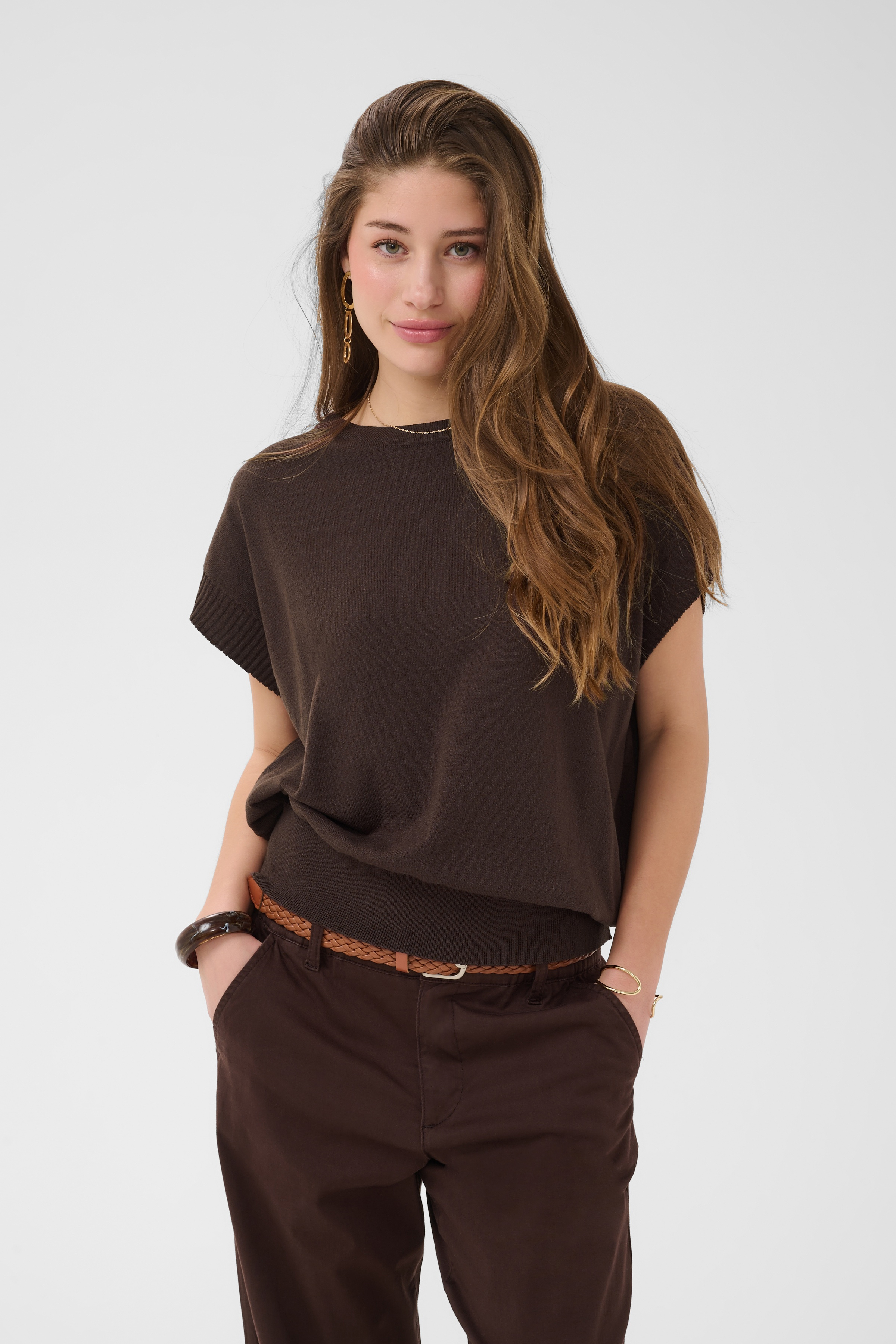 Cream Dela Knit Slipover Java