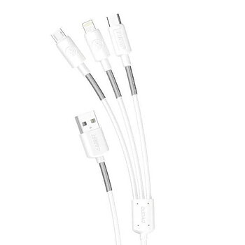 Dudao L8s upgrade USB-A to Lightning/USB Micro/USB-C 3-in-1 cable 1.2m white