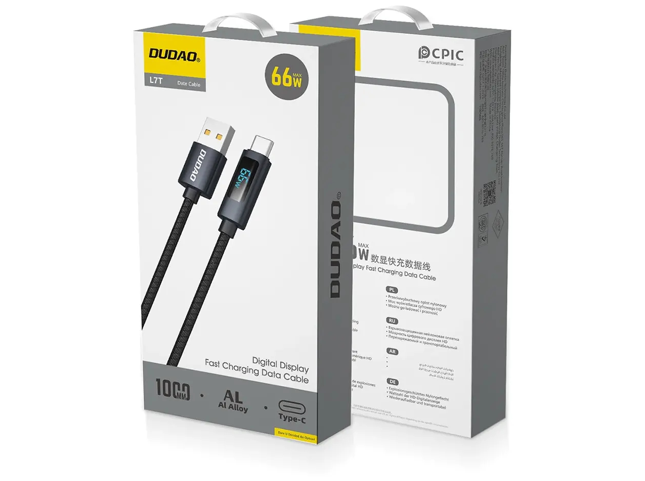 Dudao L7T USB-A till USB-C-kabel 66W 1m svart - 2