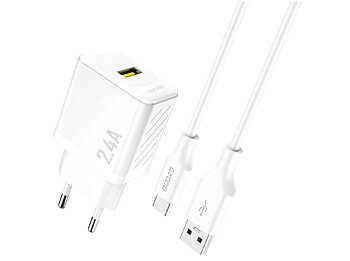 Dudao A23TEU Adapter 12Watt 1xUSB-A (1m USB-A to USB-C cable included) Hvid