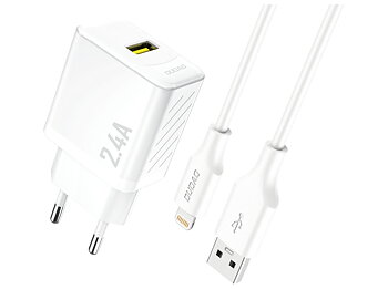 Dudao A23LEU Adapter 12Watt 1xUSB-A (1m USB-A to Lightning cable included) Hvid