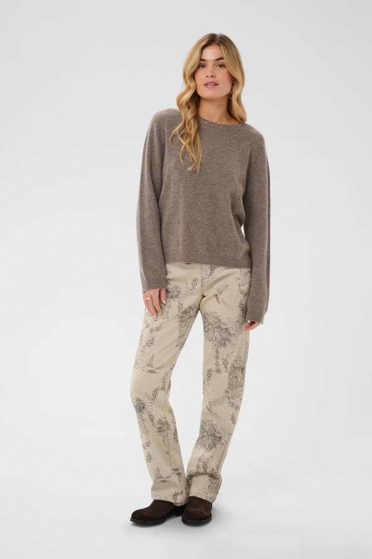 Cream Mela Knit Pullover Mahogany Rose  Melange - 2