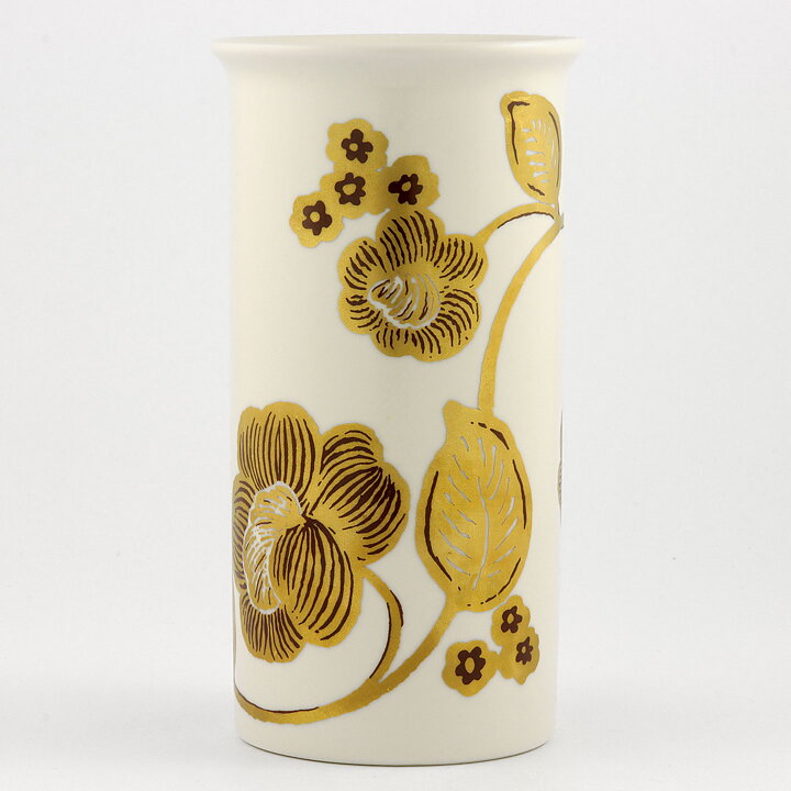 Veikko Roininen (1982) Limited White Vase with Golden Flower Decor 18 cm