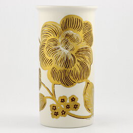 Veikko Roininen (1982) Limited White Vase with Golden Flower Decor 18 cm