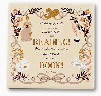 Pulteney Press : Jane Austen "There is no Enjoyment like Reading"   - Mugg/Glasunderlägg i keramik