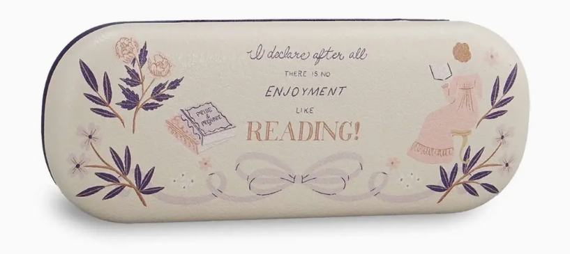 Pulteney Press : Jane Austen "There is no Enjoyment like Reading"   - Glasögonfodral med matchande putsduk