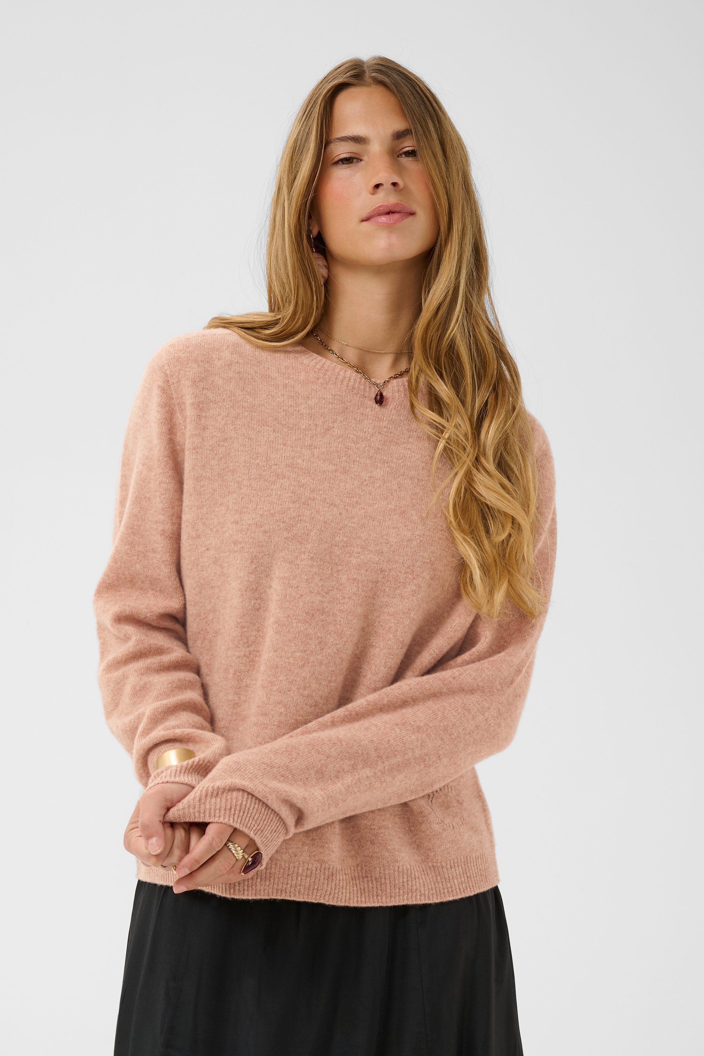 Cream Mela Knit Pullover Mahogany Rose  Melange
