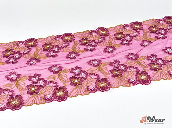 Cherry-colored, non-stretch tulle lace
