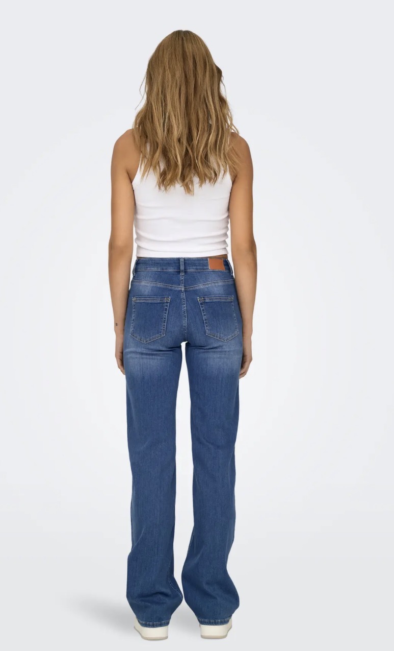Only Blush Jeans Mid Straight Medium Blue Denim - 7