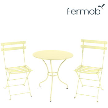 Bistro Metal chair 2 pc + Opera table (Frosted lemon) - In stock - fermob