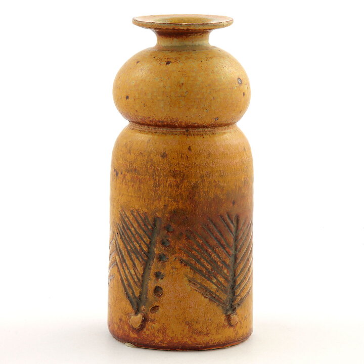 Lisa Larson (1981) Unique Yellow Vase with with Relief Decor 19 cm