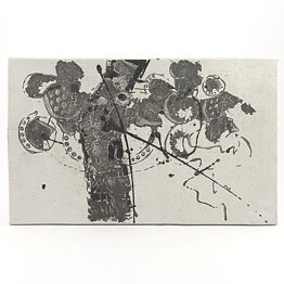 Börje Skohg (1970s) Unique Wall Plaque with Abstract Silver Paste Decor 36 cm
