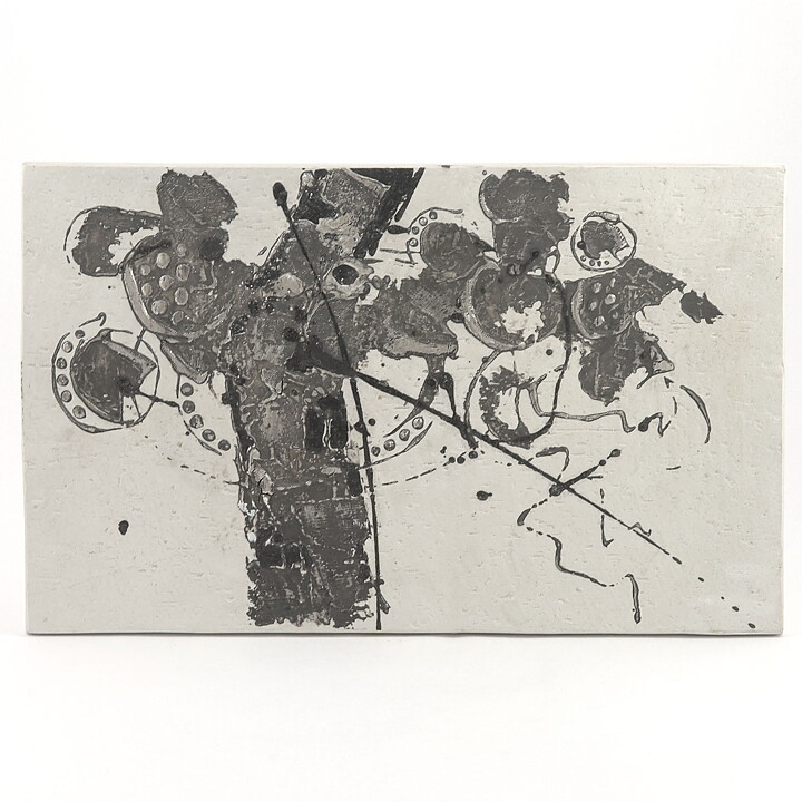Börje Skohg (1970s) Unique Wall Plaque with Abstract Silver Paste Decor 36 cm