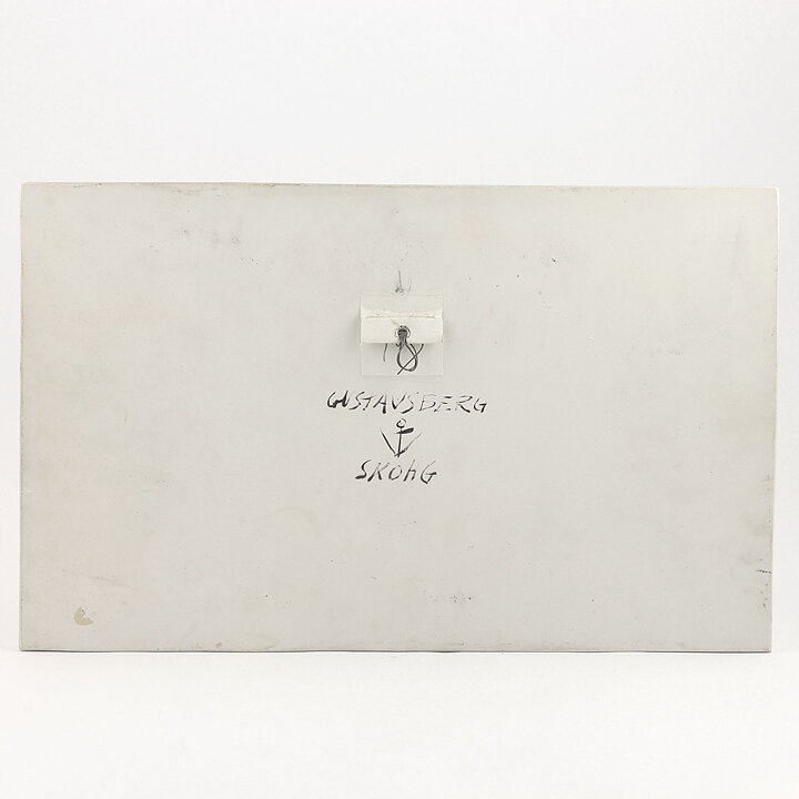 Börje Skohg (1970s) Unique Wall Plaque with Abstract Silver Paste Decor 36 cm