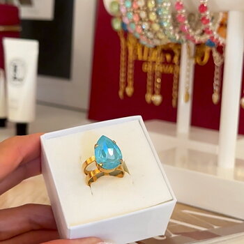 Ring Khloe Double Band Drop Paradise Blue Lux Gold